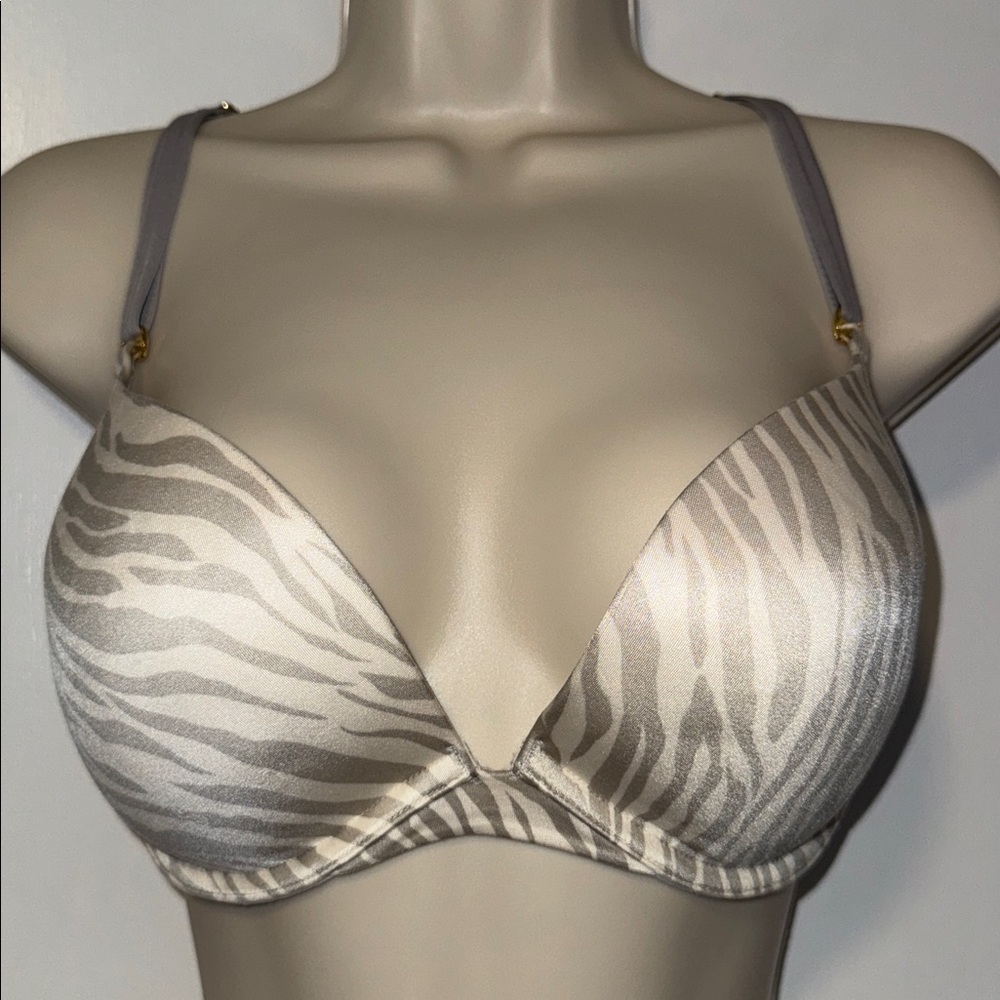 Victoria's Secret Zebra Print Bra - Gray and Cream